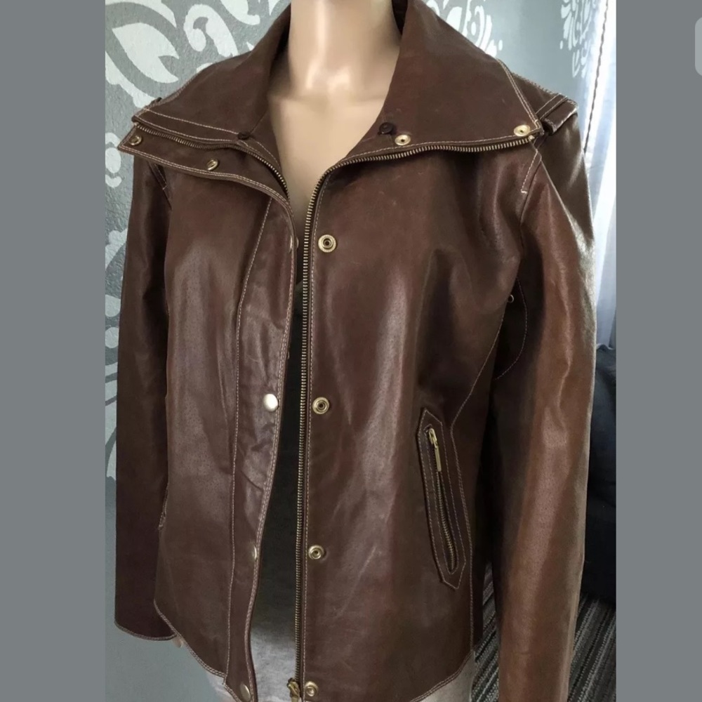 a.n.a VINTAGE MOTO CROPPED LEATHER JACKET COAT XL
